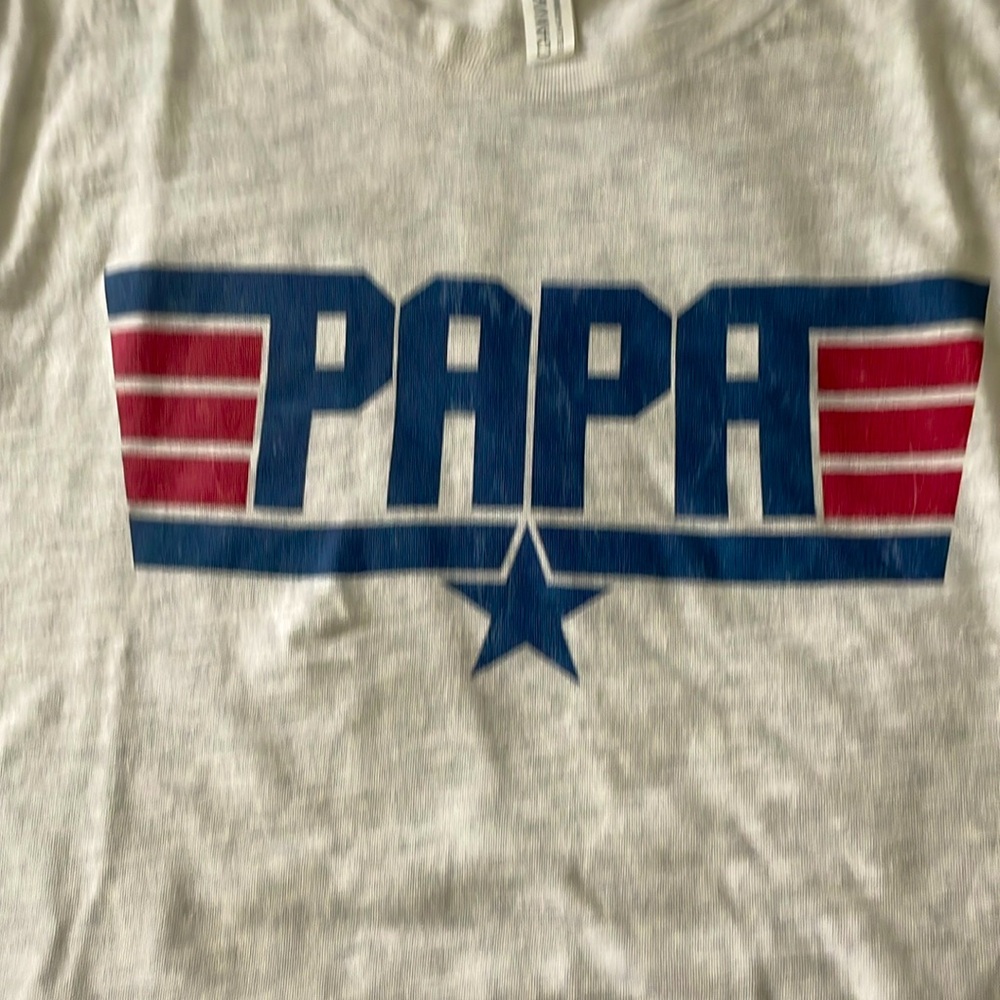 Papa T-shirt with American flag in the back